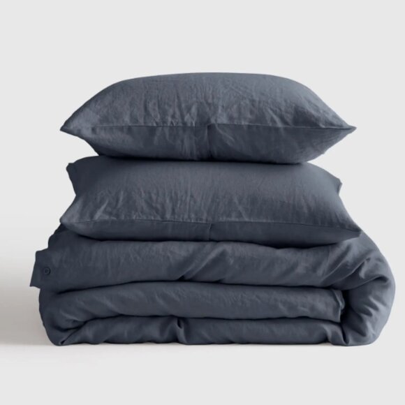 NWOT Quince European Linen Duvet King Cover Set Nightfall 2 Sham OEKO-TEX $209 - Picture 2 of 9